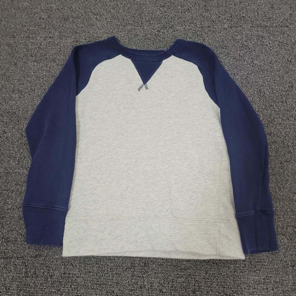 Crewcuts 6/7 Raglan Sweatshirt‎ Boys Gray Navy Blue Cotton Colorblock Pullover